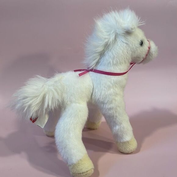 Douglas Horse Plush White Stuffed Animal 7" Beige Pink Ribbon #810T Pony EUC - Picture 4 of 7
